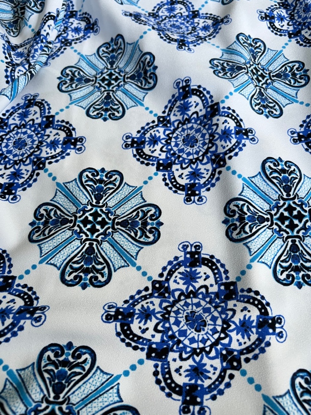 Ann Taylor Factory Blue Tile Motif Dress - Picture 9 of 10